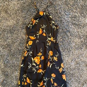 Floral cocktail dress with slit